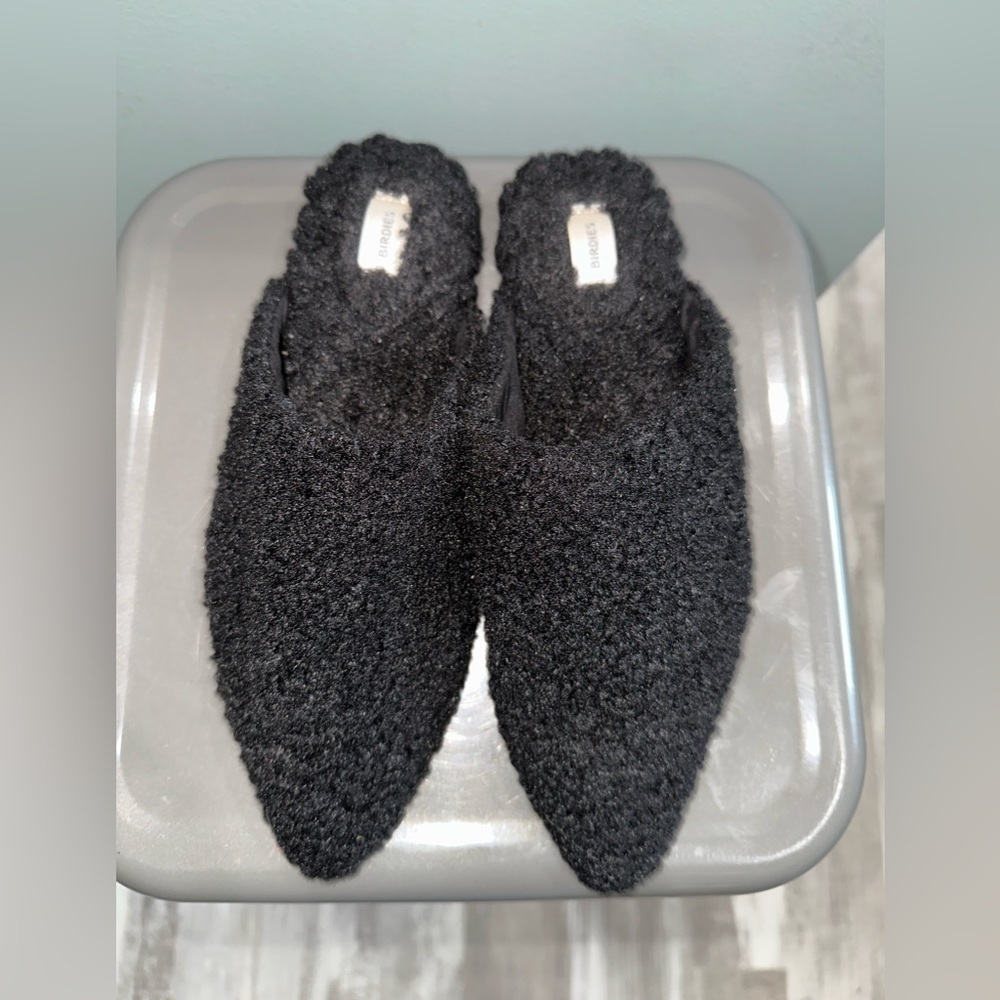 Birdies The Lark Black shearling fuzzy slide mules size 7.5 - Picture 5 of 6
